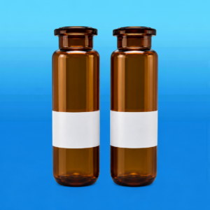 20mm Crimp Neck 20mL Amber Glass Headspace Vial – Rounded Bottom, PE/Tekmar