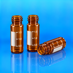 9mm Amber Glass Silanized Vial with Graduation & Marking Spot