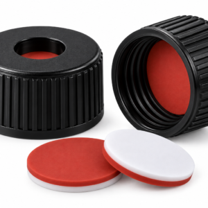 10-425 Preassembled Cap & Septa – Red Rubber/White PTFE