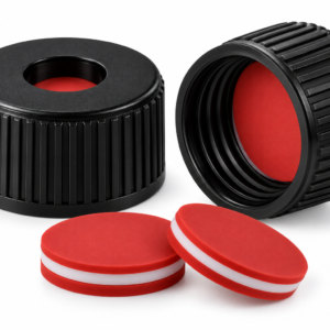 10-425 Preassembled Cap & Septa – Red PTFE/White Silicone/Red PTFE