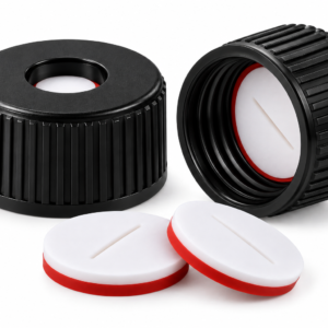 10-425 Preassembled Cap & Septa – White Silicone/Red PTFE, Slitted